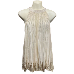 Ranna Gill cream gold sequin party top Small Anthropologie metallic party